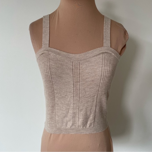 Ulla Johnson Giselle Oatmeal Beige Merino Wool Knit Square Neck Tank Top EUC S - Picture 3 of 11